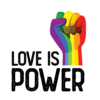 Kép 2/3 - Love is power | grafikas férfi pamutpóló