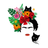 Kép 1/4 - Macskás Frida | grafikás női pamutpóló