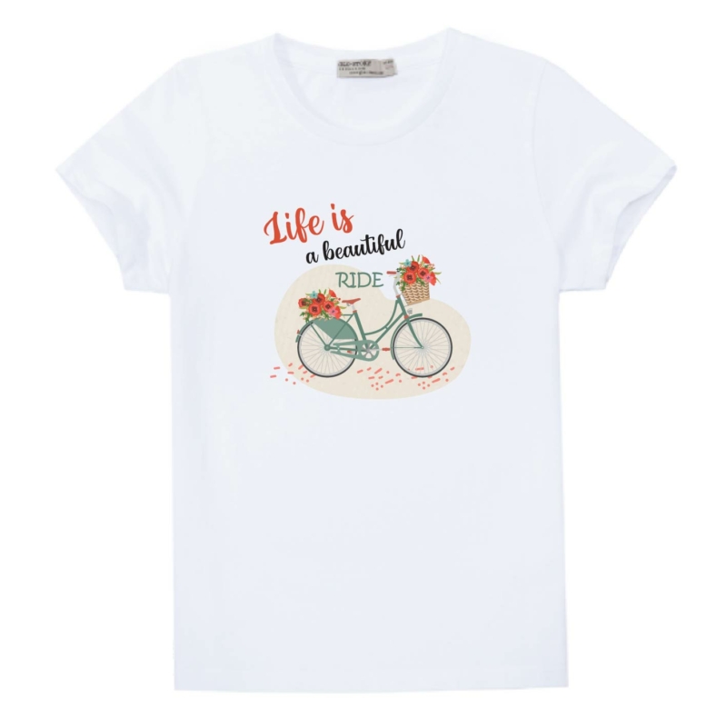 Life is beautiful | bicikli mintás kislány póló