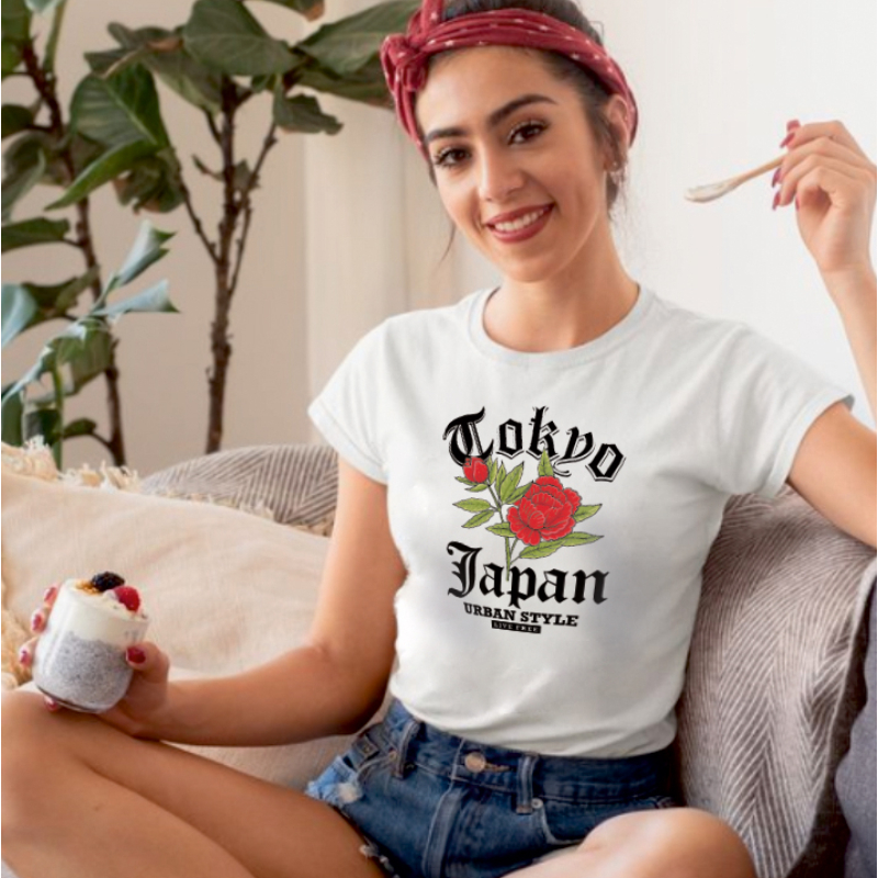 Japán rózsa| grafikás női póló