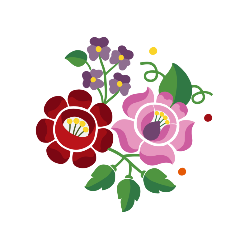 Kalocsai színes kisvirág | grafikás lány pamutpóló
