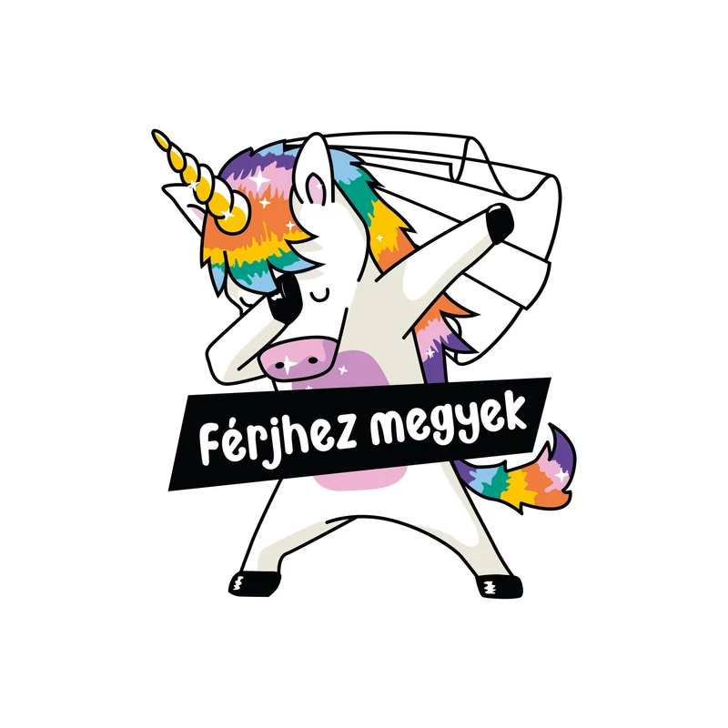 Unikornis menyasszony | grafikás lánybúcsús női pamutpóló