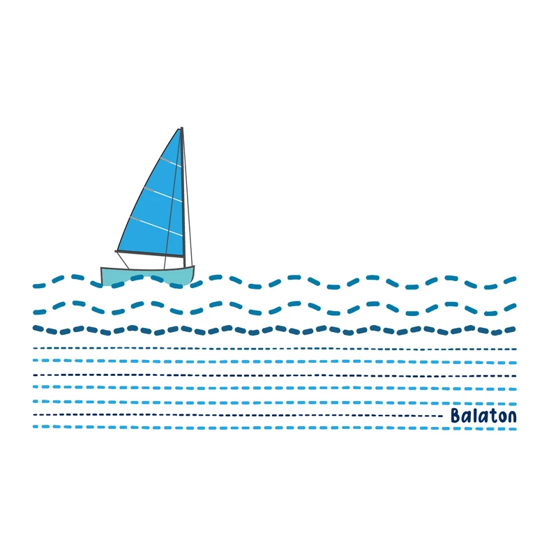 Kék vitorlás Balaton | grafikás fiú pamutpóló