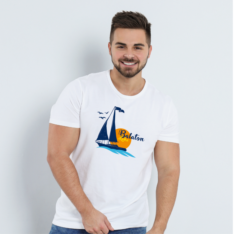 Napos, hajós BALATON | grafikás férfi póló