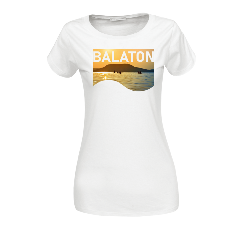 Balatoni látkép | grafikás női pamutpóló