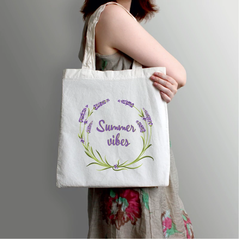 Summer vibes levendula | grafikás vászontáska