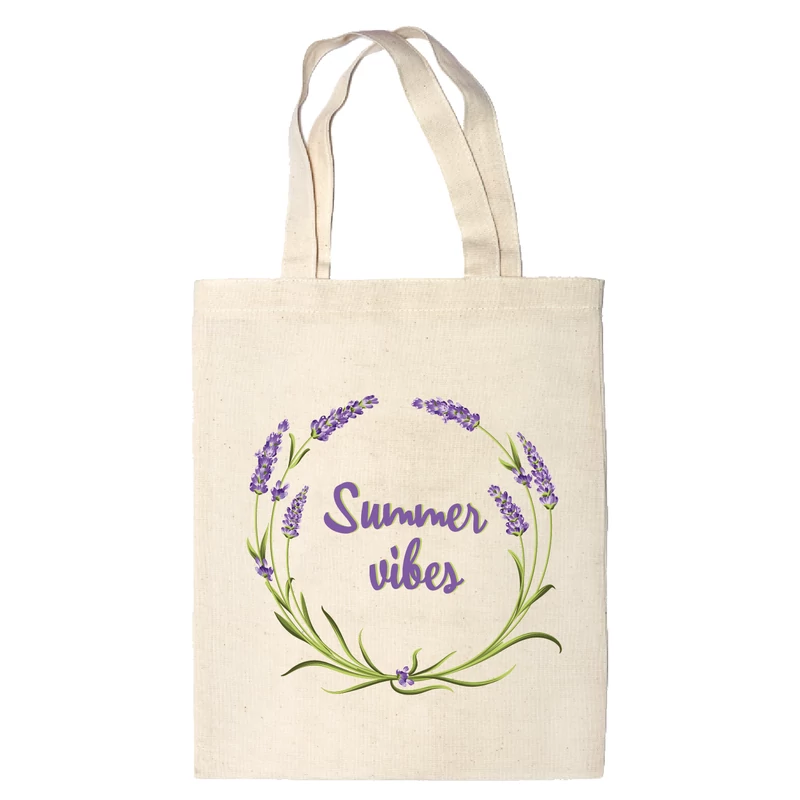 Summer vibes levendula | grafikás vászontáska