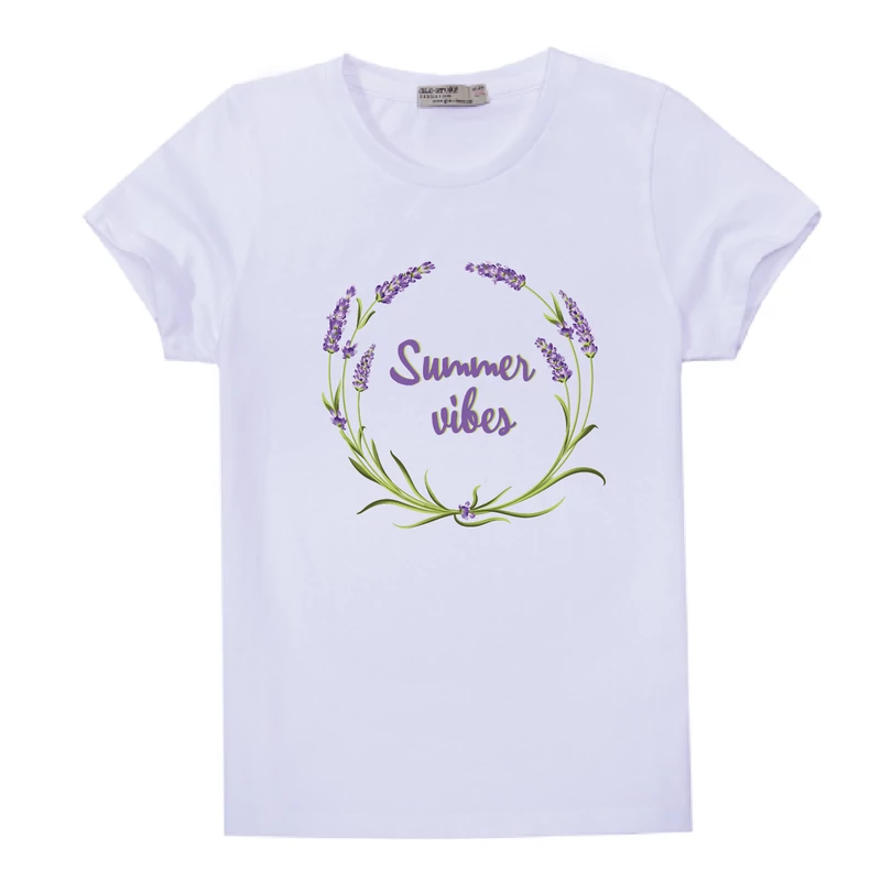 Summer vibes levendula | grafikás lány pamutpóló