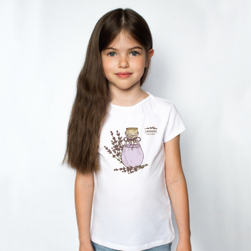 Levendula fiola | grafikás lány pamutpóló