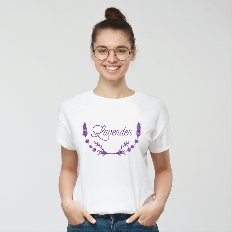 Lavender félkör | grafikás női pamutpóló