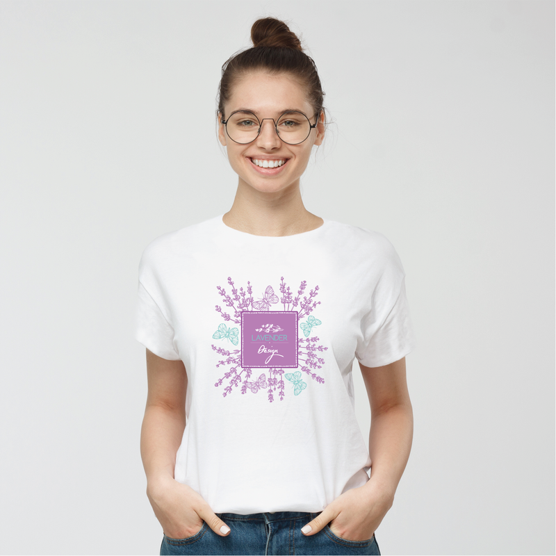 Lavender design | grafikás női pamutpóló