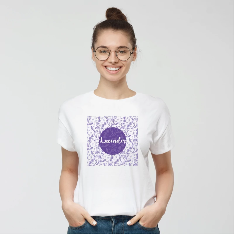 Lavender - körben | grafikás női pamutpóló