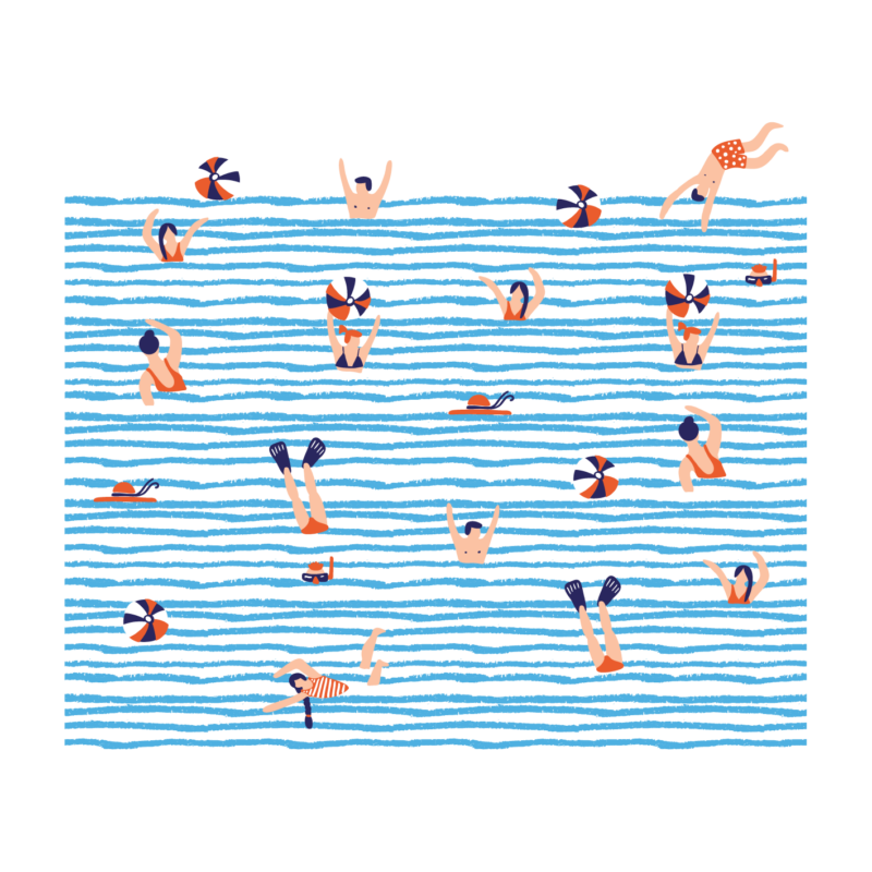Sokan a vízben | grafikás lány pamutpóló