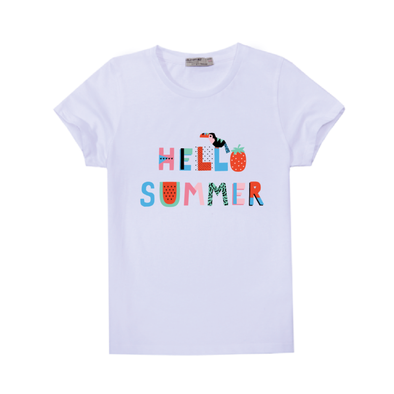 Hello summer - epres | grafikás lány pamutpóló