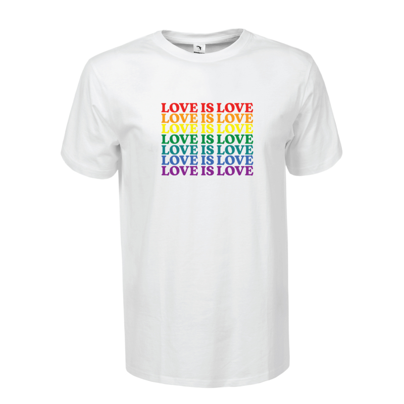 Rainbow love is love | grafikas férfi pamutpóló