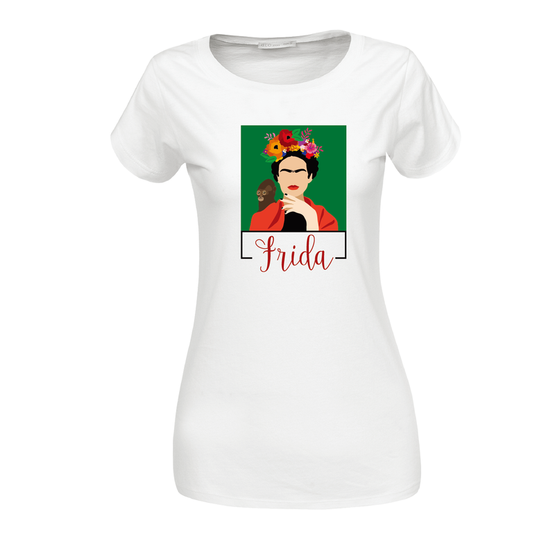 Majmos Frida | grafikás női pamutpóló