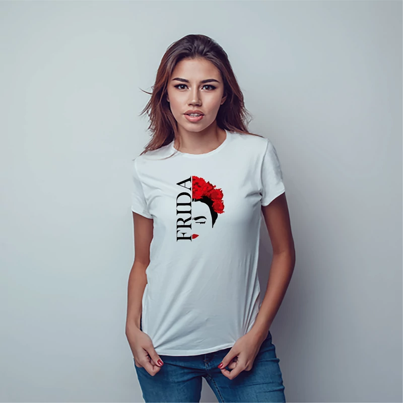 Frida portré | grafikás női pamutpóló