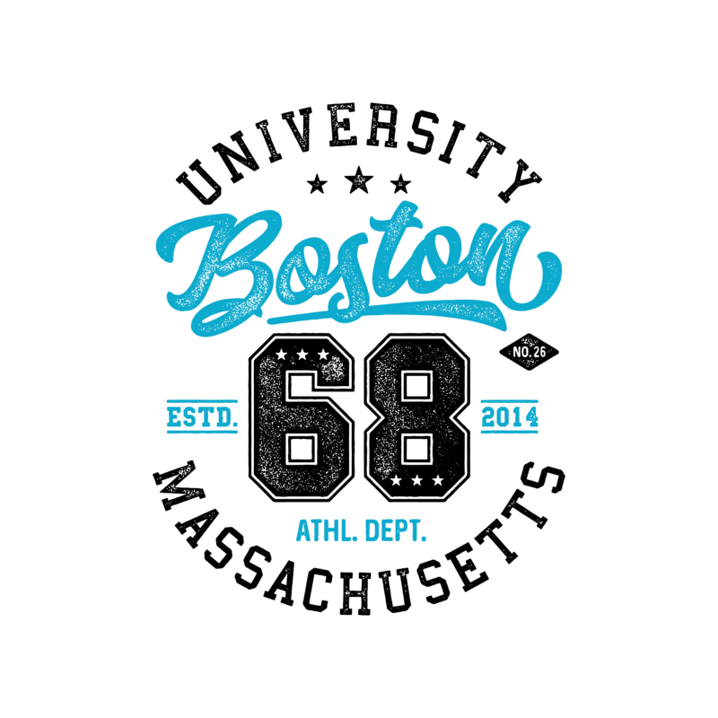 Boston 68  |university stílusú fiú póló