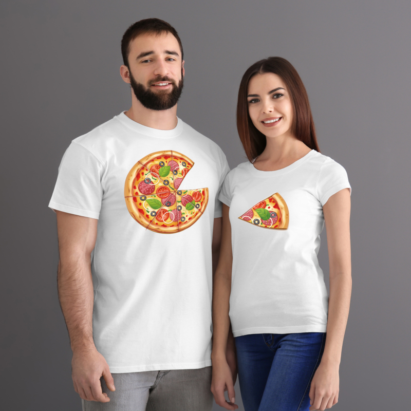 Pizza szerelem| grafikás páros pamutpóló