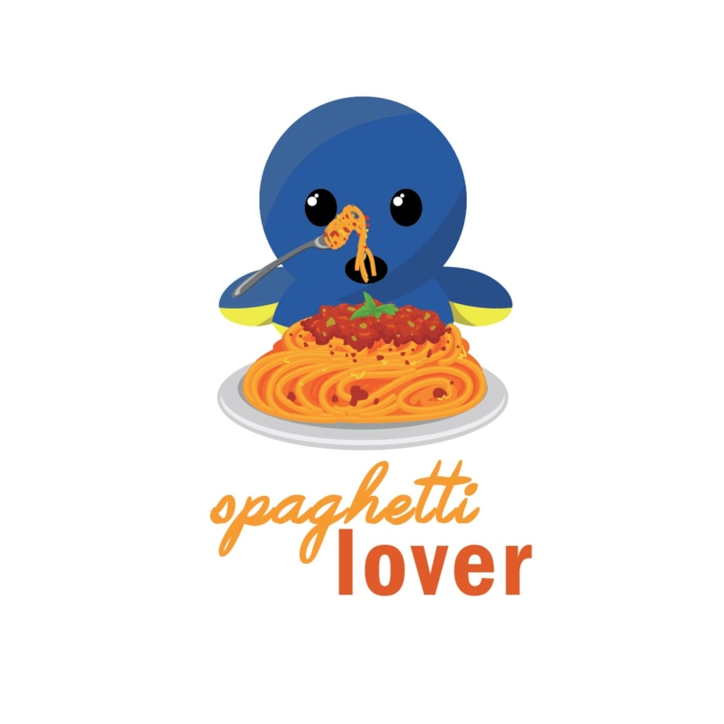 Spagetti lover polip | grafikás páros pamutpóló