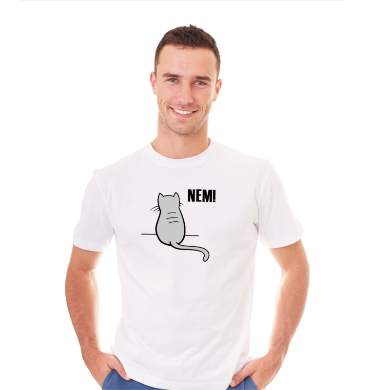 Duzzogós macska | grafikás férfi pamutpóló