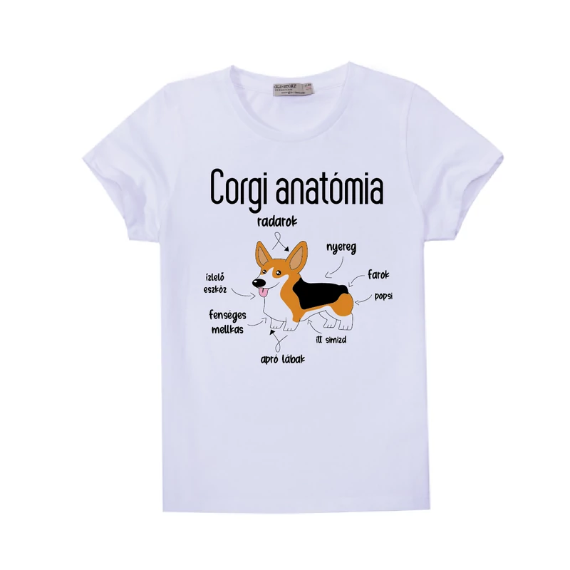 Corgi anatómia | grafikás lány pamutpóló