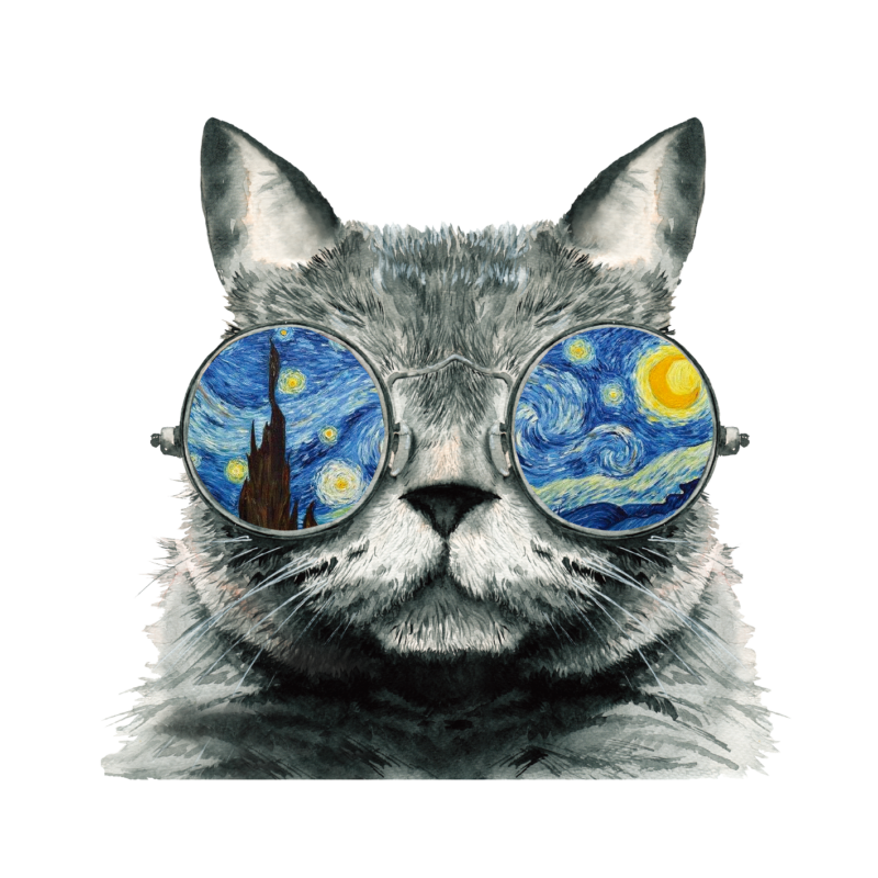 Van Gogh macska | grafikás Van Gogh vászontáska