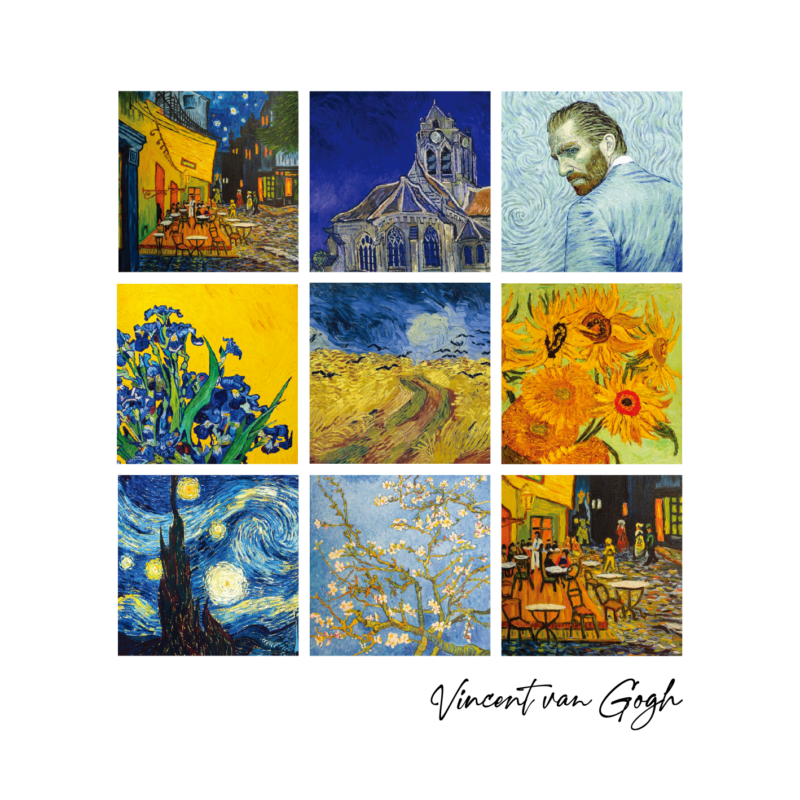 Van Gogh 9 festménye | grafikás női pamutpóló