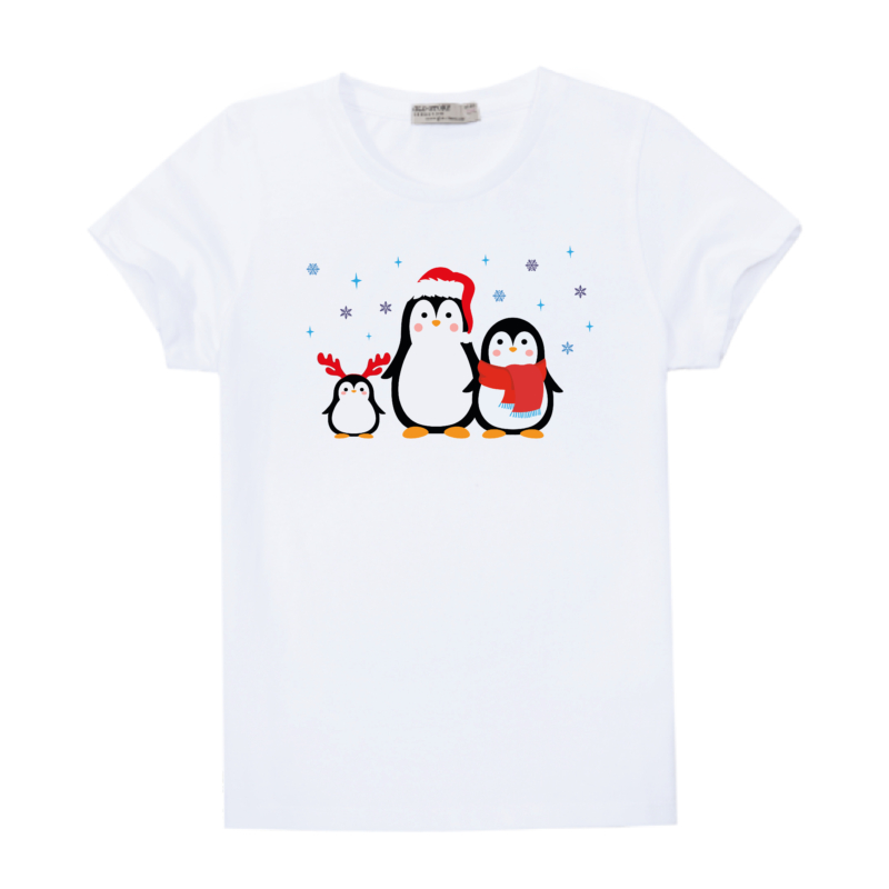Pingvincsalád karácsonya | grafikás fiú pamut póló
