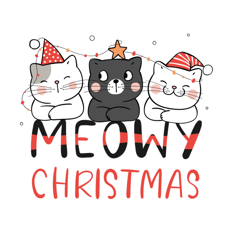 Meowy Christmas | grafikás lány pamutpóló