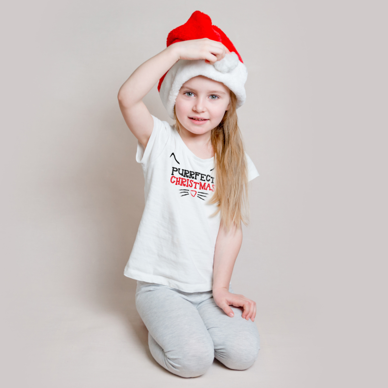 Purrfect Christmas | grafikás lány pamutpóló
