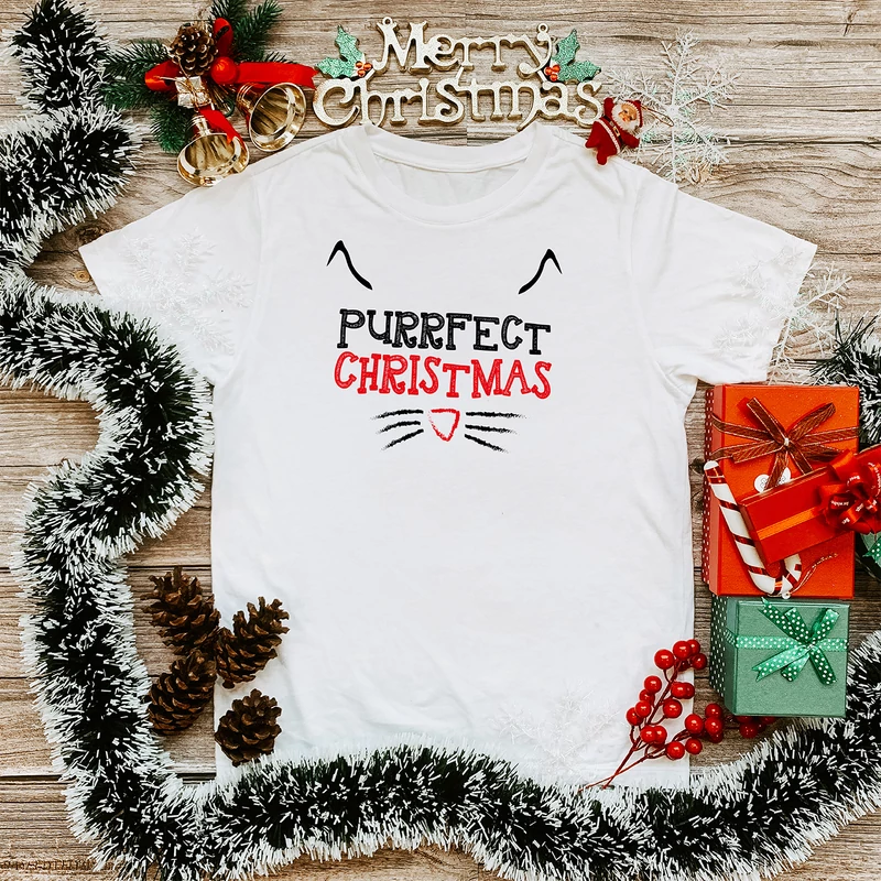 Purrfect Christmas | grafikás lány pamutpóló