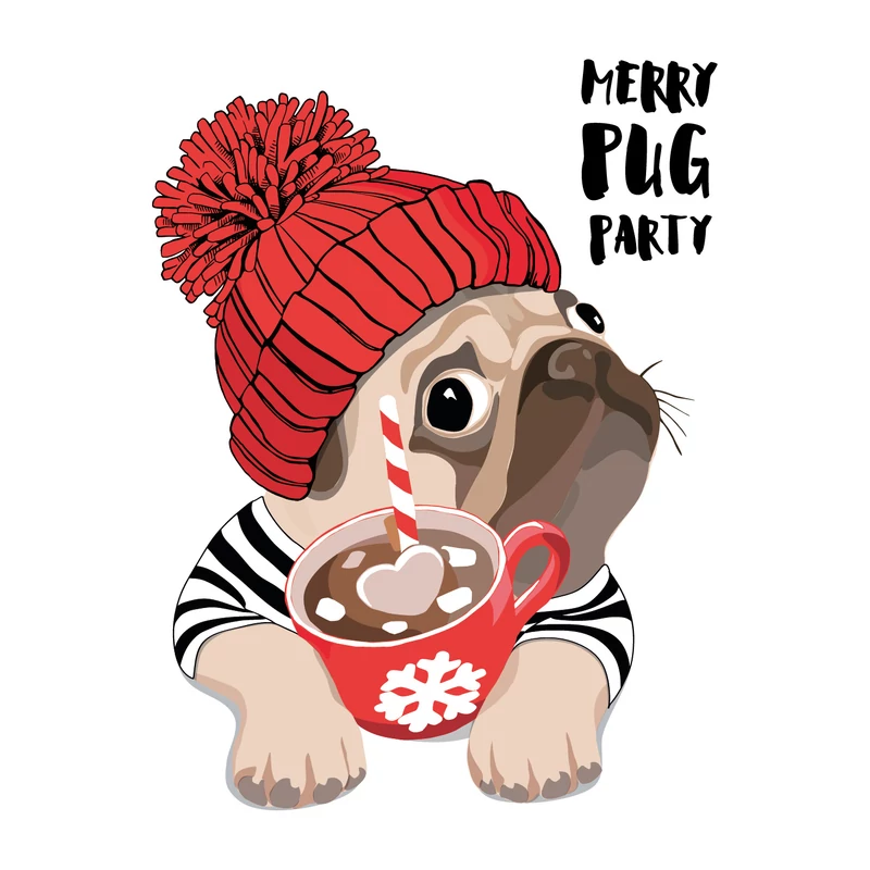 Merry pug party | grafikás női póló