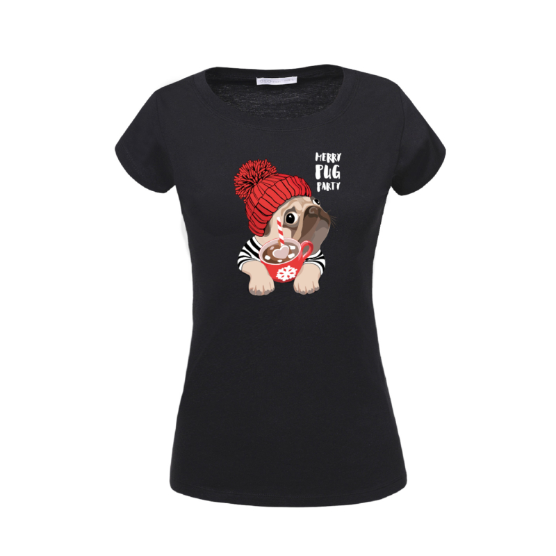Merry pug party | grafikás női póló