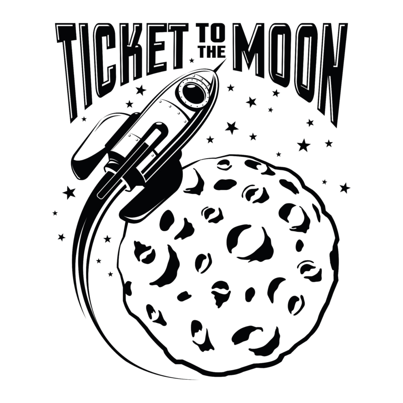 Ticket to the moon | grafikás női pamutpóló