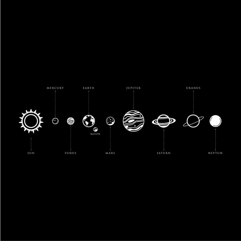 Bolygók | grafikás férfi pamutpóló