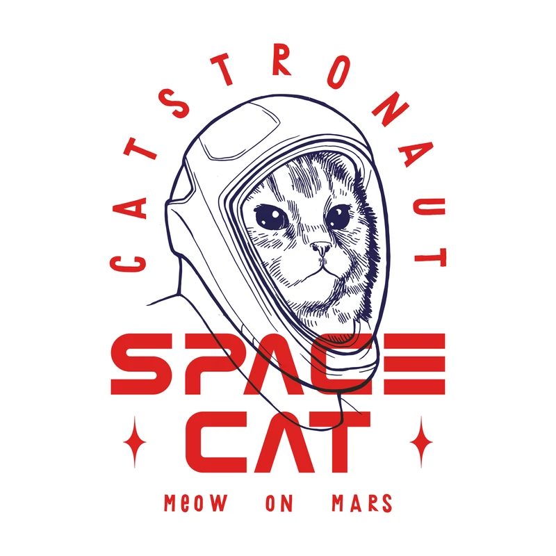 Space cat | grafikás női pamutpóló