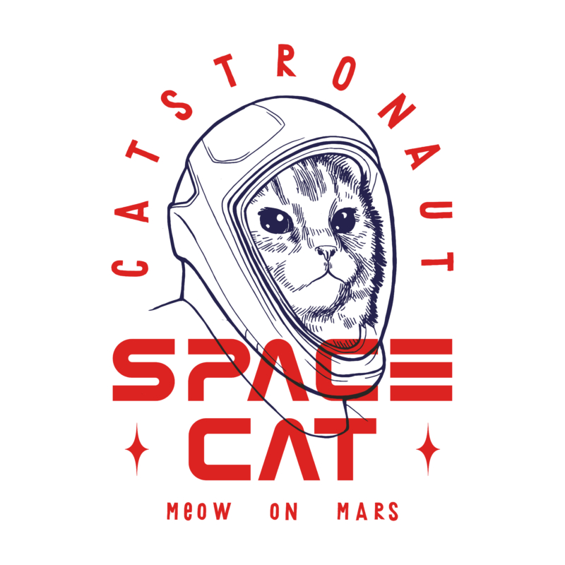 Space cat | grafikás férfi pamutpóló