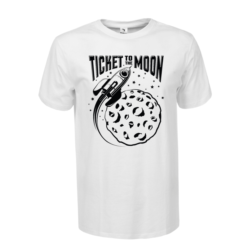 Ticket to the moon | grafikás férfi pamutpóló