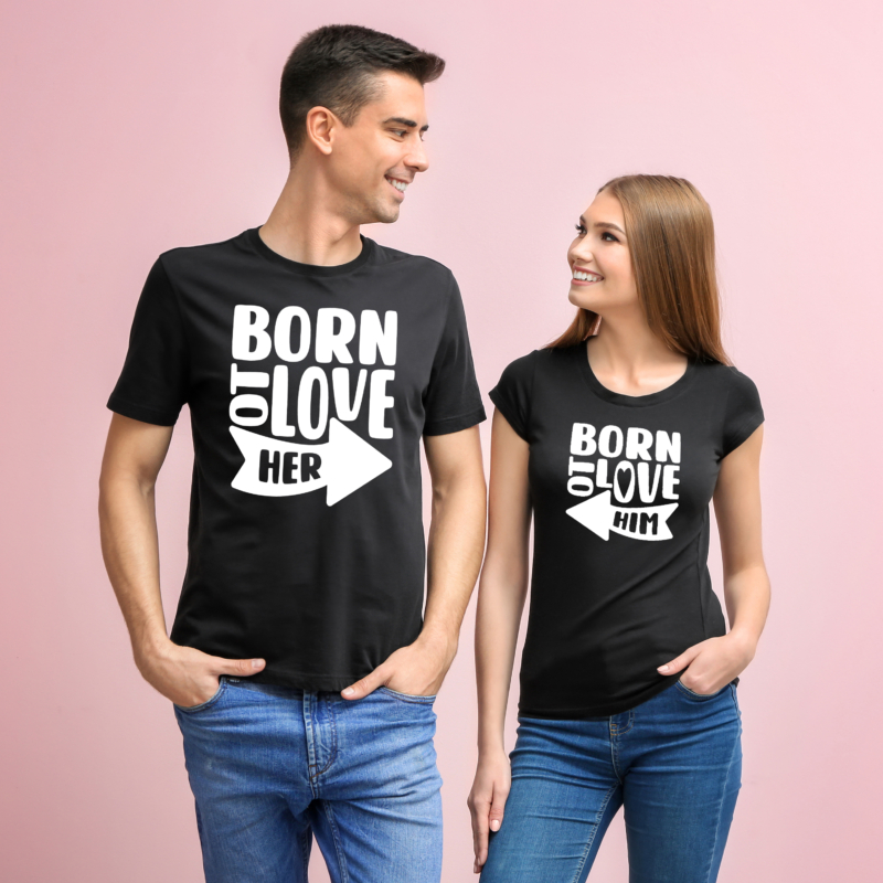Born to love her/ him | grafikás páros pamutpóló