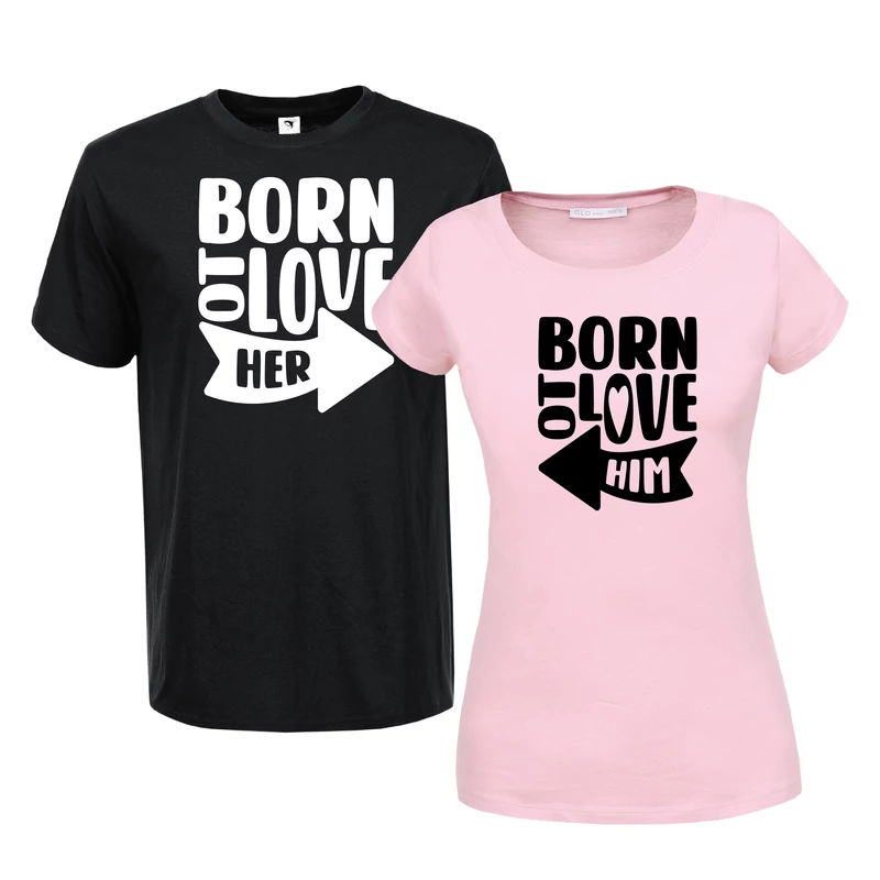 Born to love her/ him | grafikás páros pamutpóló