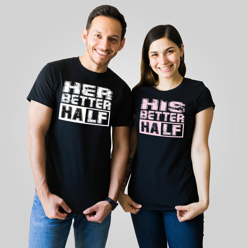 His/ Her better half | grafikás páros pamutpóló