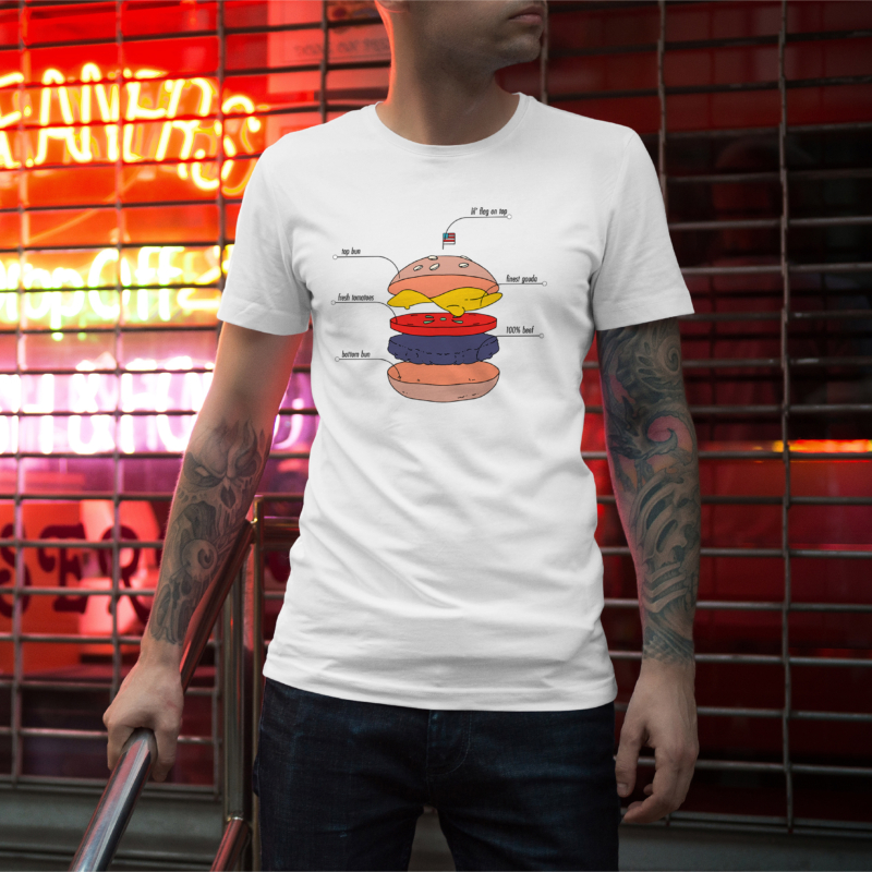 Hamburger | grafikás férfi pamutpóló