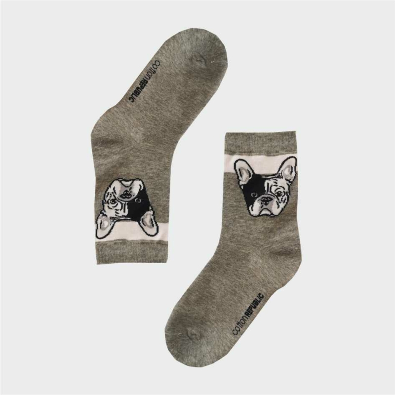 Női vidám Bulldog szürke zokni | Női zokni