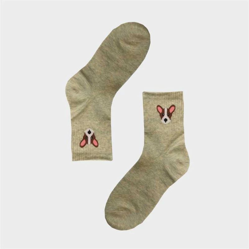 Női beige kutyus zokni | Női VIDAM ZOKNI